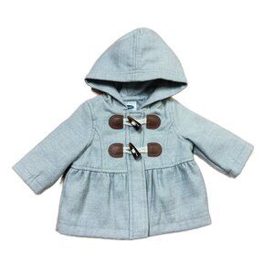 Old Navy Gray Hooded Toggle Closure Peacoat Baby Girl Size 0-3M